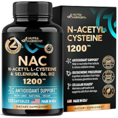 NAC N acetyl L-Cysteine and Selenium + B6 + B12 1200mg x 120 caps - Nutra Harmony