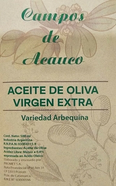 Aceite de oliva extra virgen variedad arbequina x500ml - Campos de Acauco