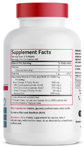 Omega 3 Fish + Krill Oil 1000 mg x 120 caps - Bronson Laboratories - comprar online