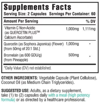 Quercetin 3 in 1 advance complex vit c + bromelain (120caps) - KAPPA Nutrition - comprar online