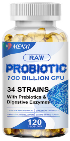 RAW PROBIOTIC, 100 billion cfu with prebiotics, digestive enzymes, 120 caps, MENXI - comprar online