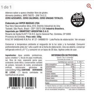 Creme Cheddar (x 235 Gr) - Mrs Taste - comprar online