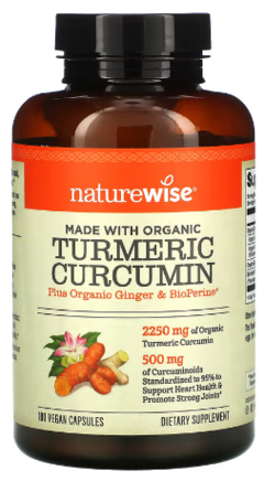 Turmeric Curcumin (180 vegan capsules) - NatureWise