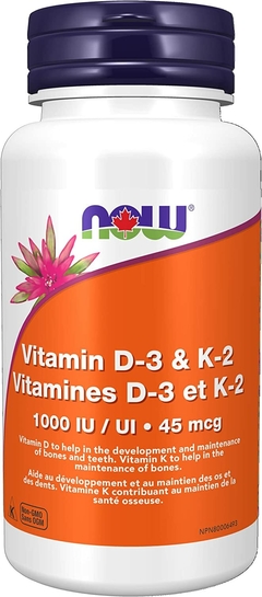 Vitamin D3 & K2 1.000 UI / 45 mcg (120 caps) - NOW Foods
