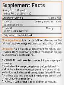 Vitamin K2 + D3 2 in 1 support (120 caps) - Bronson Laboratories - comprar online