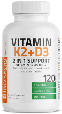 Vitamin K2 + D3 2 in 1 support (120 caps) - Bronson Laboratories
