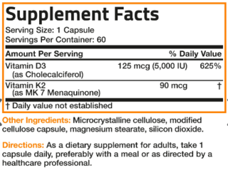 Vitamin K2 + D3 2 in 1 support (60 caps) - Bronson Laboratories - comprar online