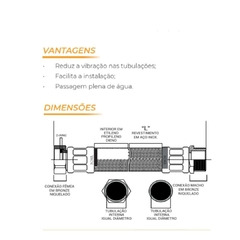 Engate Flexível Mangote 1 x 60, 80, 100cm Instalação Pressurizadores e Bombas - Xtubos 