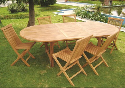 Mesas de jardín con bancos plegables para exterior en madera