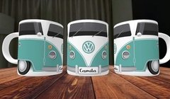 Caneca Kombi Verde Placa Personalizada