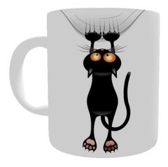 Caneca Gato Preto Se Apoiando