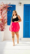 Shorts Saia Feminino Plus Size com Pregas