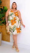 Vestido Feminino Plus Size em Viscolinho Tropical