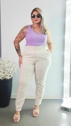 Calça Feminina Plus Size Cenoura de Linho