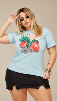 T-shirt Feminina Plus Size Summer Time