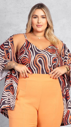 Conjunto Feminino Plus Size Kimono Estampado - comprar online