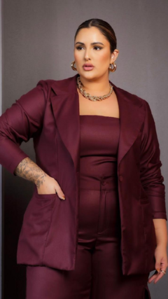 Blazer Feminino Plus Size Alfaiataria Malbec