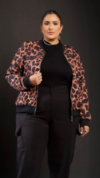 Jaqueta Feminina Plus Size Bomber Animal Print