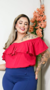 Blusa Feminina Plus Size Ombro a Ombro Juliana