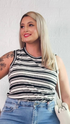 Blusa Regata Feminina Plus Size Listrada Joana na internet