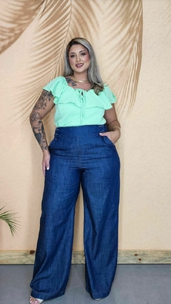 Calça Feminina Plus Size Pantalona de Tencel