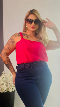 Calça Feminina Plus Size Jeans C/ Cinto - comprar online