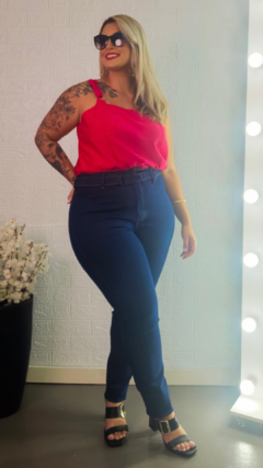 Calça Feminina Plus Size Jeans C/ Cinto