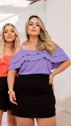 Blusa Feminina Plus Size Ciganinha com Babados na internet