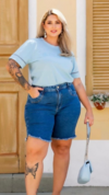 Bermuda Feminina Plus Size Barra Desfiada