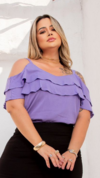 Blusa Feminina Plus Size Ciganinha com Babados