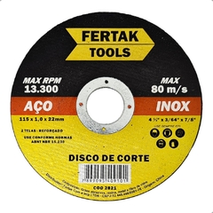 DISCO DE CORTE INOX 4.1/2 X 1,0mm FERTAK