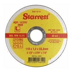 DISCO CORTE INOX STARRET 4.1/2" X 1,0