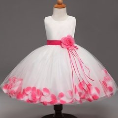 Vestido Pétalas - Rosa e Branco