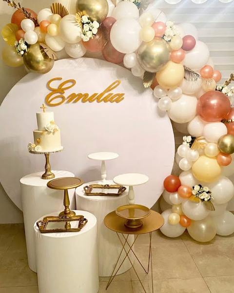 Columna De Globos Orgánica Rose Gold 