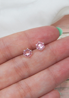 Aros strass rosa de 6 mm