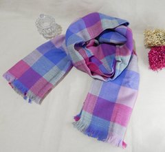 Ruana cuadriculado violeta, rosa y gris - comprar online