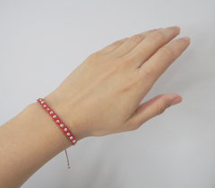 Pulsera Macrame roja con bolitas