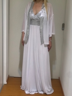 Imagen de VESTIDO LARGO DE FIESTA CON BRETEL, BUSTO Y CINTURA DE LENTEJUELA. IDEAL PARA CASAMIENTOS