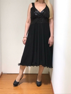 VESTIDO LARGO MIDI CON BRETEL CINTURA Y BUSTO DE LENTEJUELAS SUPER COMODO COMBINADO CON MICROTUL en internet