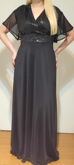 VESTIDO LARGO MODELO CRUZADO CON MANGAS Y LAZO SAMAR MODA - comprar online