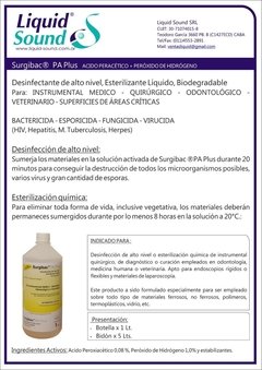 Desinfectante SURGIBAC PA PLUS - ACIDO PERACÉTICO + PERÓXIDO DE HIDRÓGENO. BIDÓN X 1 LTS en internet