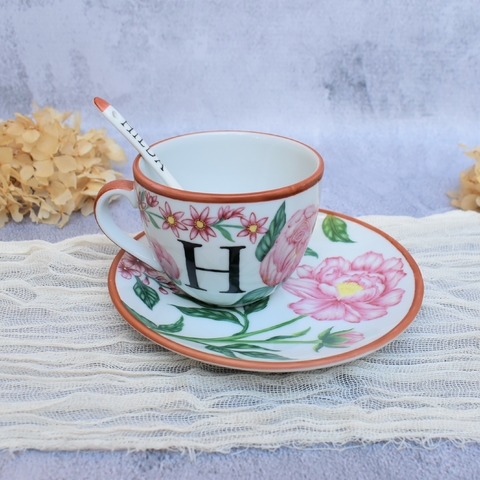 SET: Taza Desayuno + Plato Tsuji 15,6cm - DISEÑO FLORES