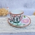 SET: Taza Desayuno + Plato Tsuji 15,6cm - DISEÑO FLORES