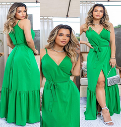 Vestido de alça transpassado envelope verde Click da Moda RP