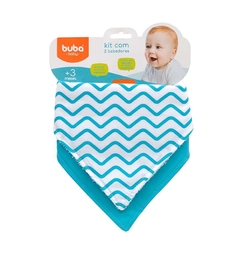 Kit 2 Babadores Bandana Infantil Azul - Buba