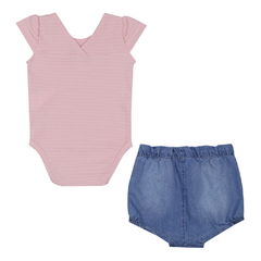 Conjunto Baby Body e Tapa Fralda Jeans Bordado 12308 - Paraíso na internet