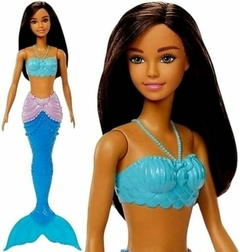 Boneca Barbie Sereia Morena Cauda Azul HGR07 - Mattel HGR04