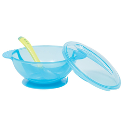 Kit Refeição Prato Bowl Com Ventosa e Colher Buba - Azul - comprar online