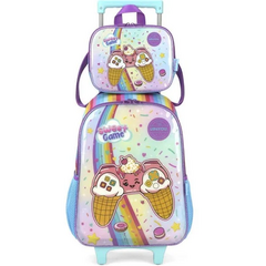 Kit Mochila de Rodinhas e Lancheira UP4YOU Sweet Game Azul - Luxcel 2024