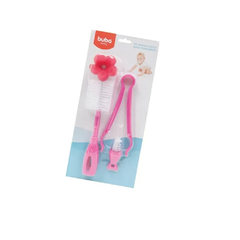 Kit Escova e Pinça para Mamadeira - Rosa - Buba